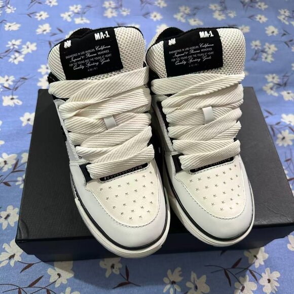 White Amiri Patchwork Leather Sneakers - Picture 3 of 10